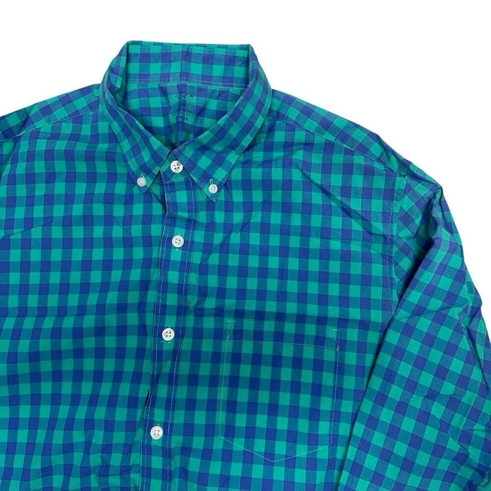 J. Crew Men's Large Plaid Slim-Fit Cotton Button-Down Shirt Light Weight